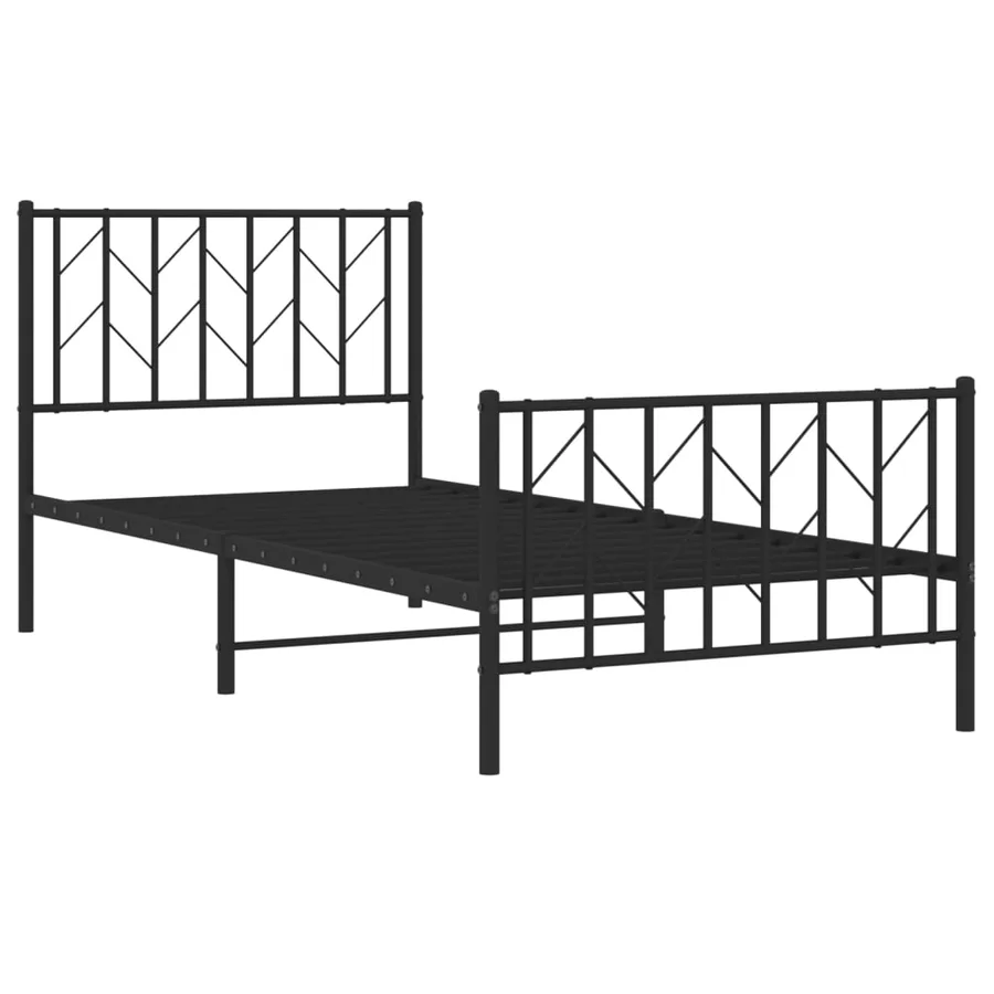 Cadre de lit métal sans matelas avec pied de lit noir 90x200 cm - 4