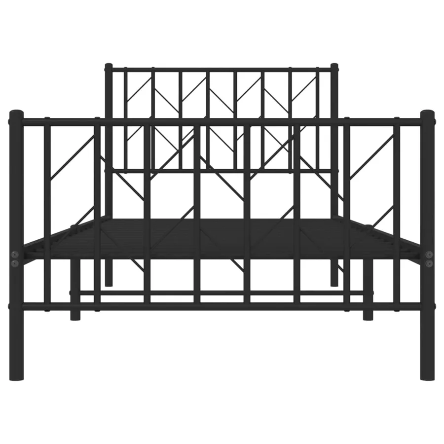 Cadre de lit métal sans matelas avec pied de lit noir 90x200 cm - 5