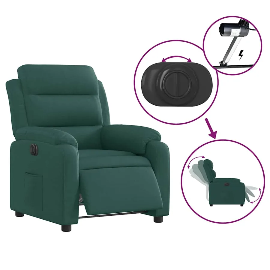 Fauteuil inclinable électrique Vert foncé Tissu - 6