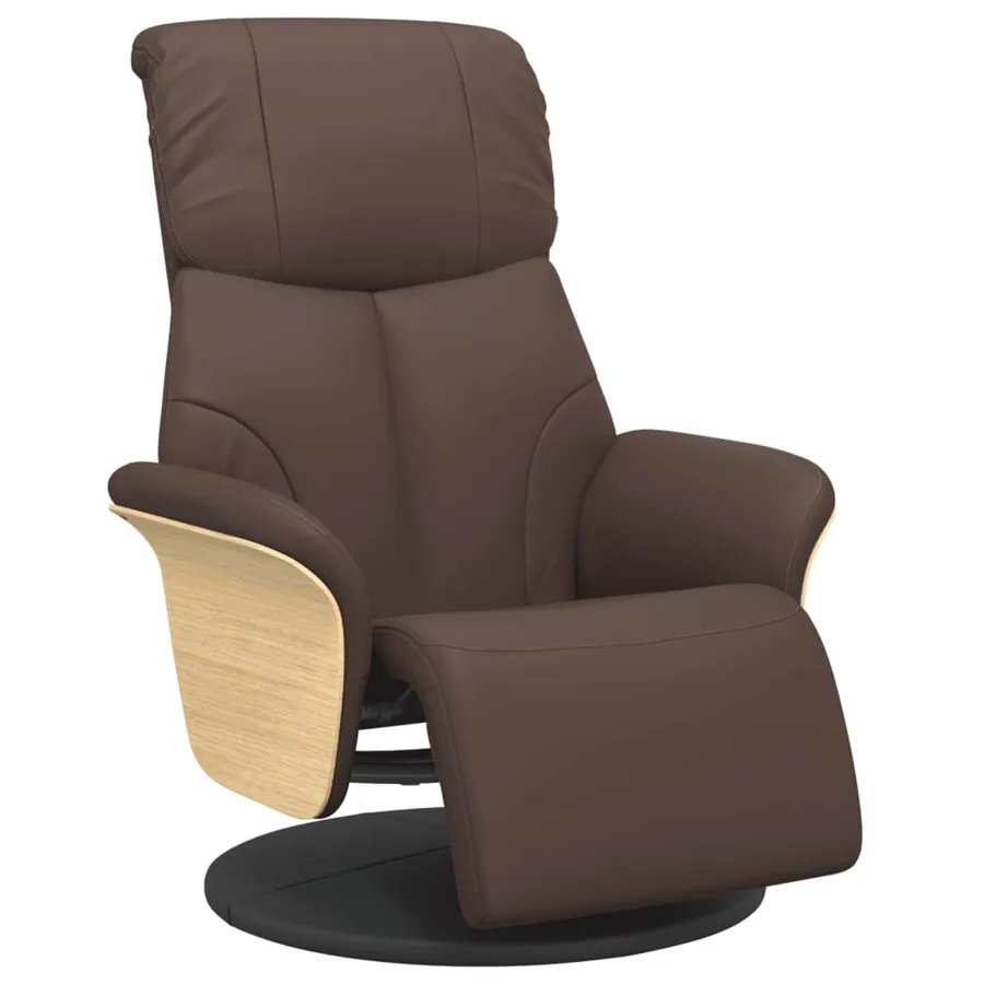 Fauteuil inclinable avec repose-pieds marron similicuir - 2