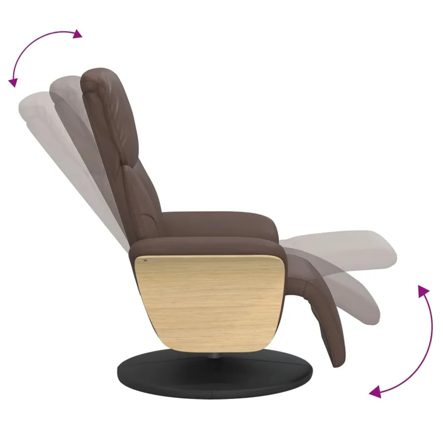 Fauteuil inclinable avec repose-pieds marron similicuir - 6
