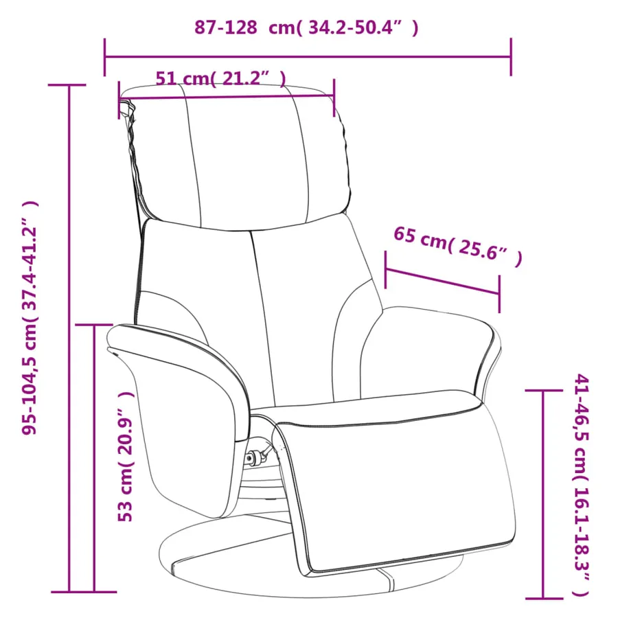Fauteuil inclinable avec repose-pieds marron similicuir - 9