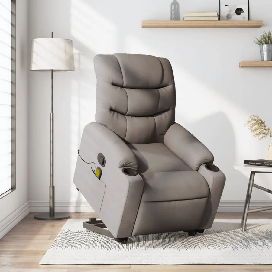 Fauteuil inclinable de massage Taupe Tissu - 16