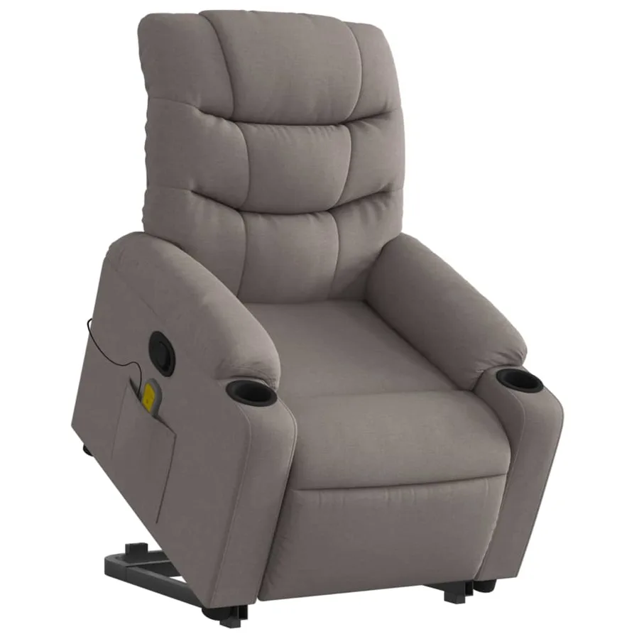 Fauteuil inclinable de massage Taupe Tissu - 3