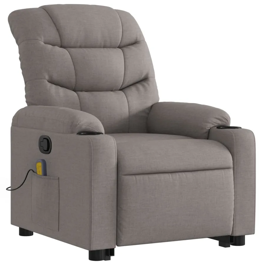 Fauteuil inclinable de massage Taupe Tissu - 4
