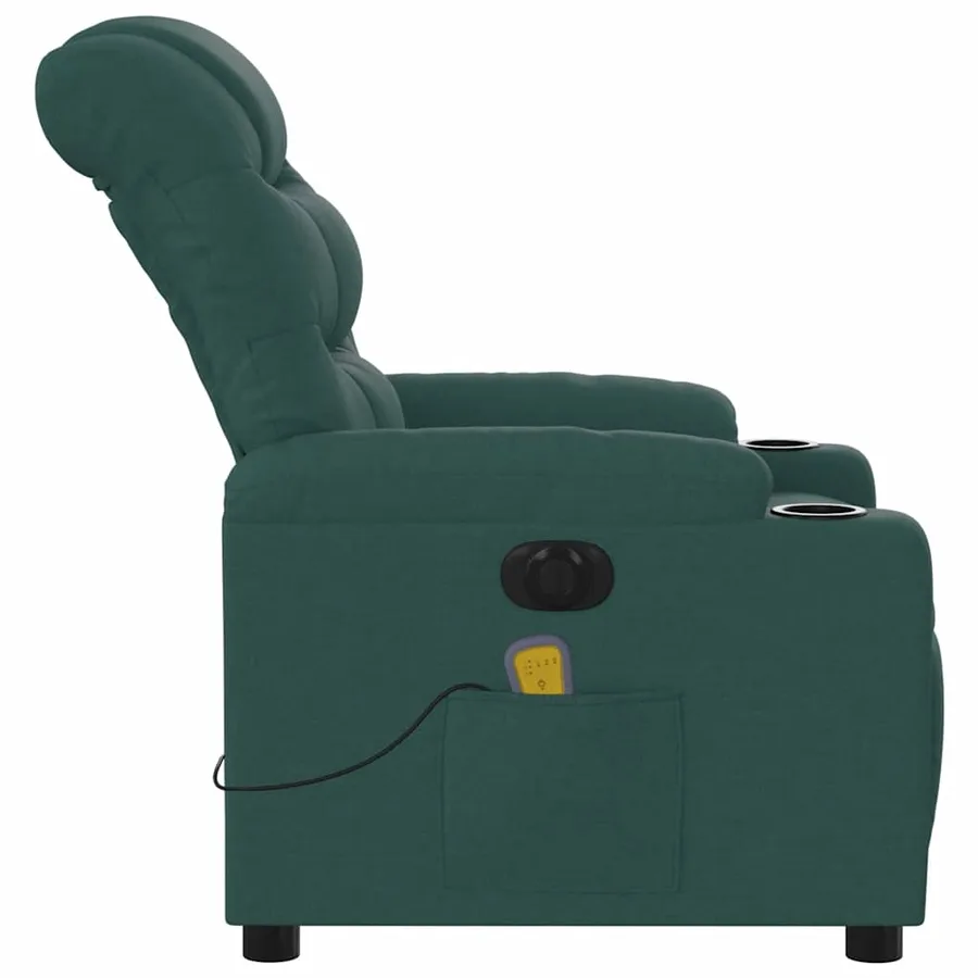 Fauteuil de massage inclinable électrique Vert foncé Tissu - 10