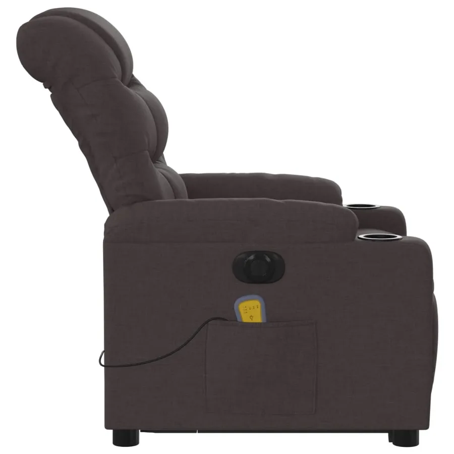 Fauteuil inclinable de massage électrique Marron foncé Tissu - 10