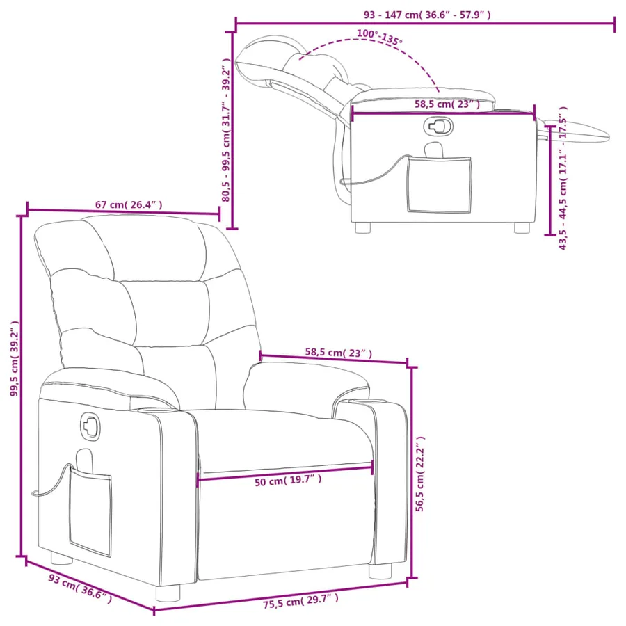 Fauteuil inclinable de massage crème tissu - 12