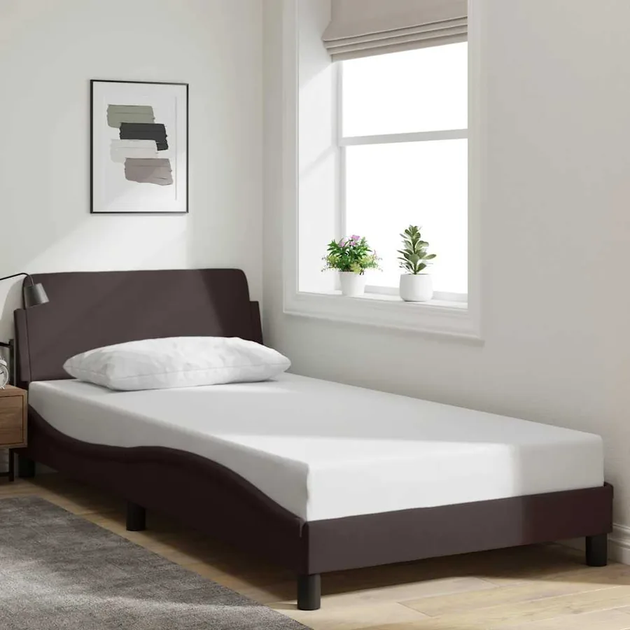 Cadre de lit Dover marron foncé 100x200 cm tissu