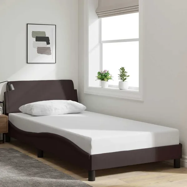 Cadre de lit Dover marron foncé 100x200 cm tissu
