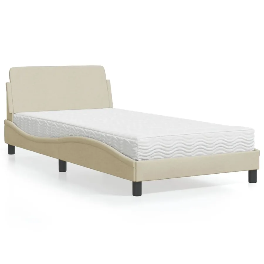 Lit avec matelas Dover crème 100x200 cm tissu