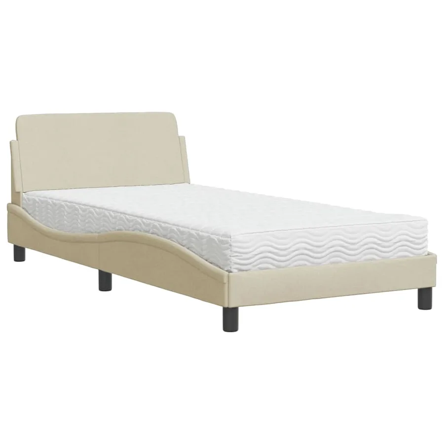 Lit avec matelas Dover crème 100x200 cm tissu - 2