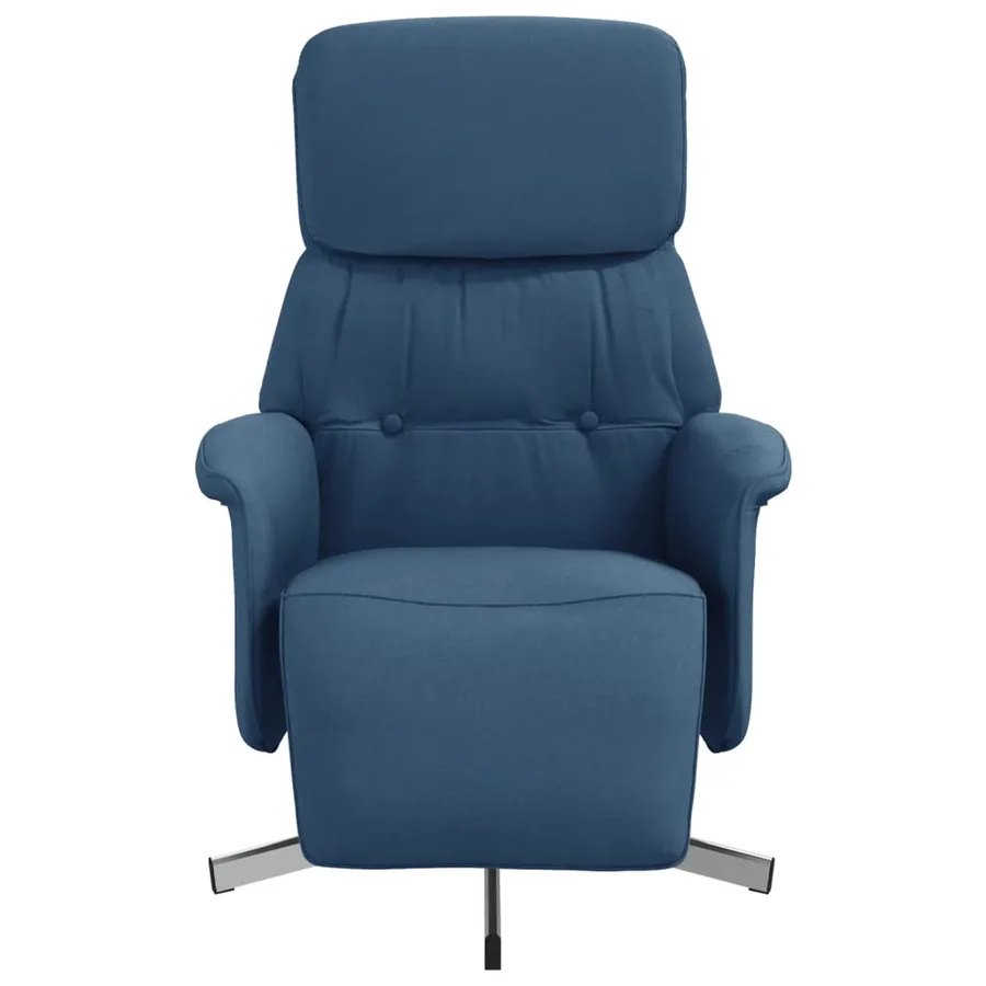Fauteuil inclinable avec repose-pieds bleu tissu - 3