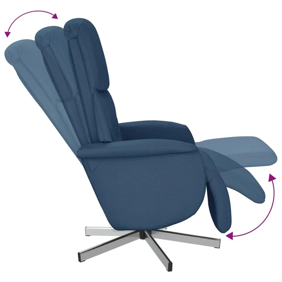 Fauteuil inclinable avec repose-pieds bleu tissu - 6