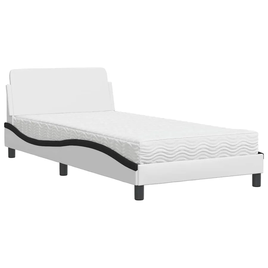 Lit avec matelas Dover blanc et noir 100x200 cm similicuir - 2
