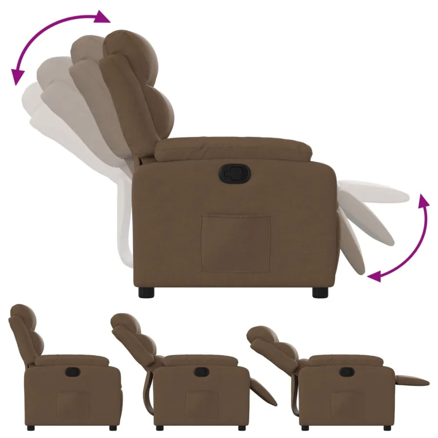 Fauteuil inclinable Marron Tissu - 4