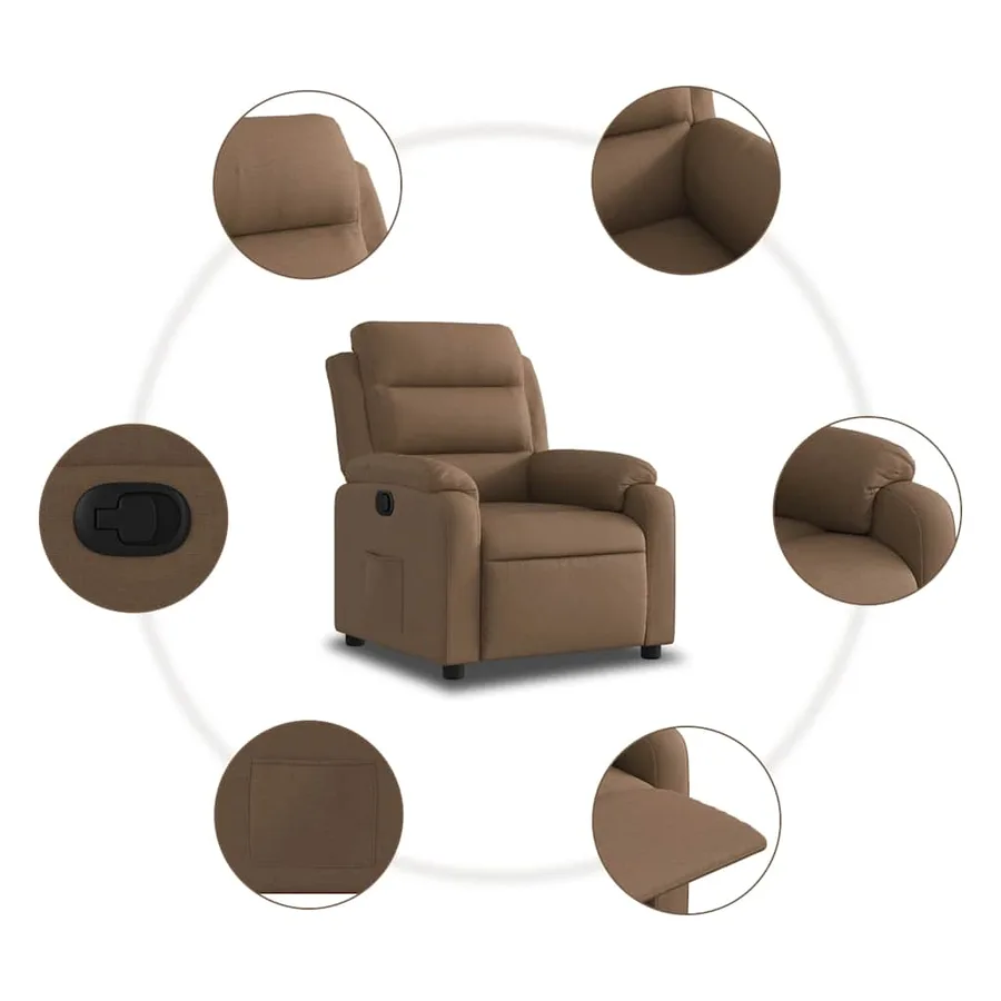 Fauteuil inclinable Marron Tissu - 5
