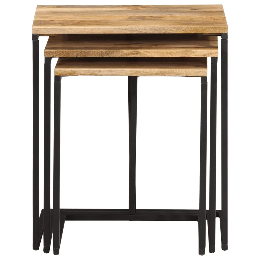 Tables gigognes 3 pcs bois massif d'acacia - 4