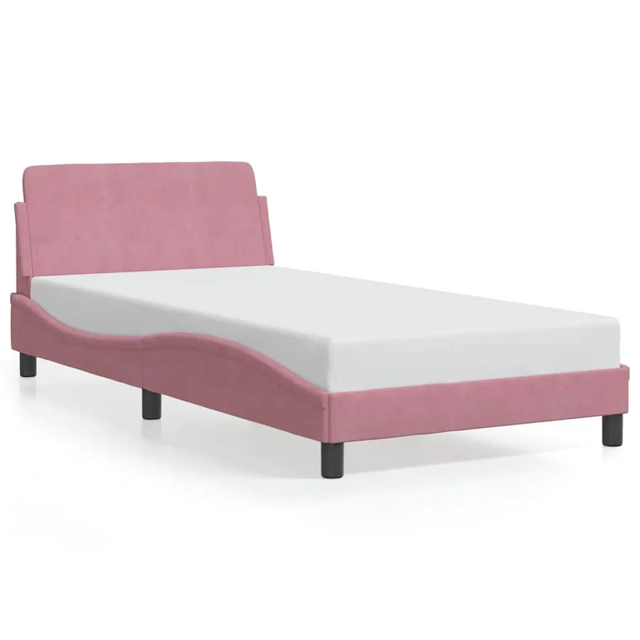 Cadre de lit avec tête de lit Dover rose 100x200cm velours - 2