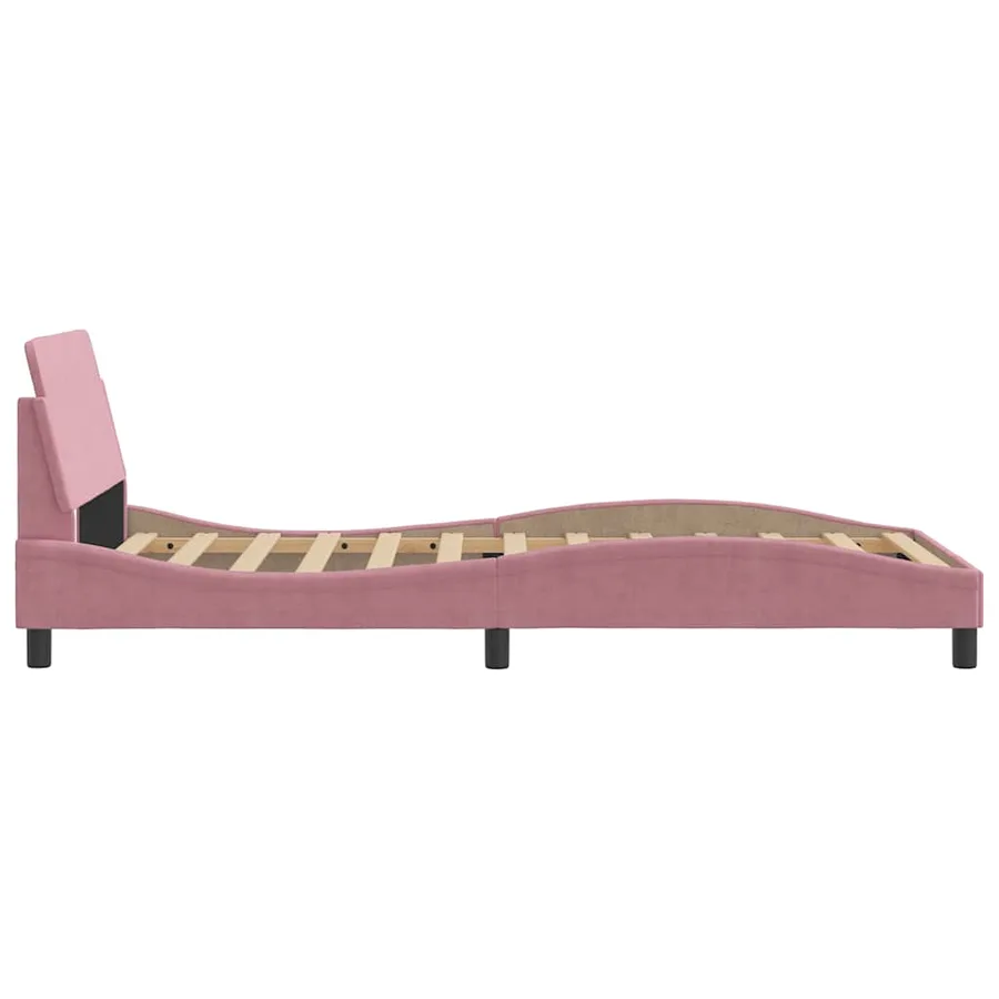 Cadre de lit avec tête de lit Dover rose 100x200cm velours - 5
