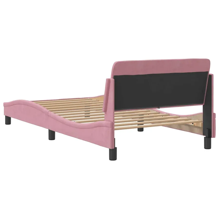 Cadre de lit avec tête de lit Dover rose 100x200cm velours - 6