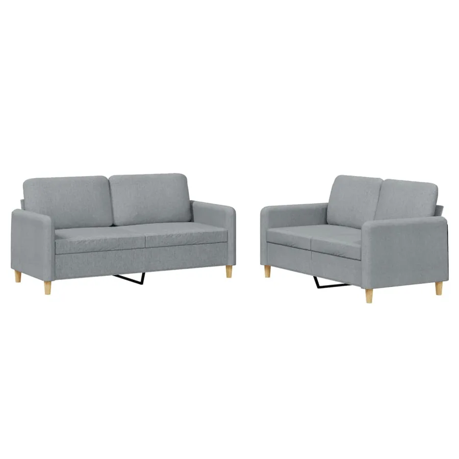 Ensemble de canapés 2 pcs avec coussins Gris clair Tissu - 2