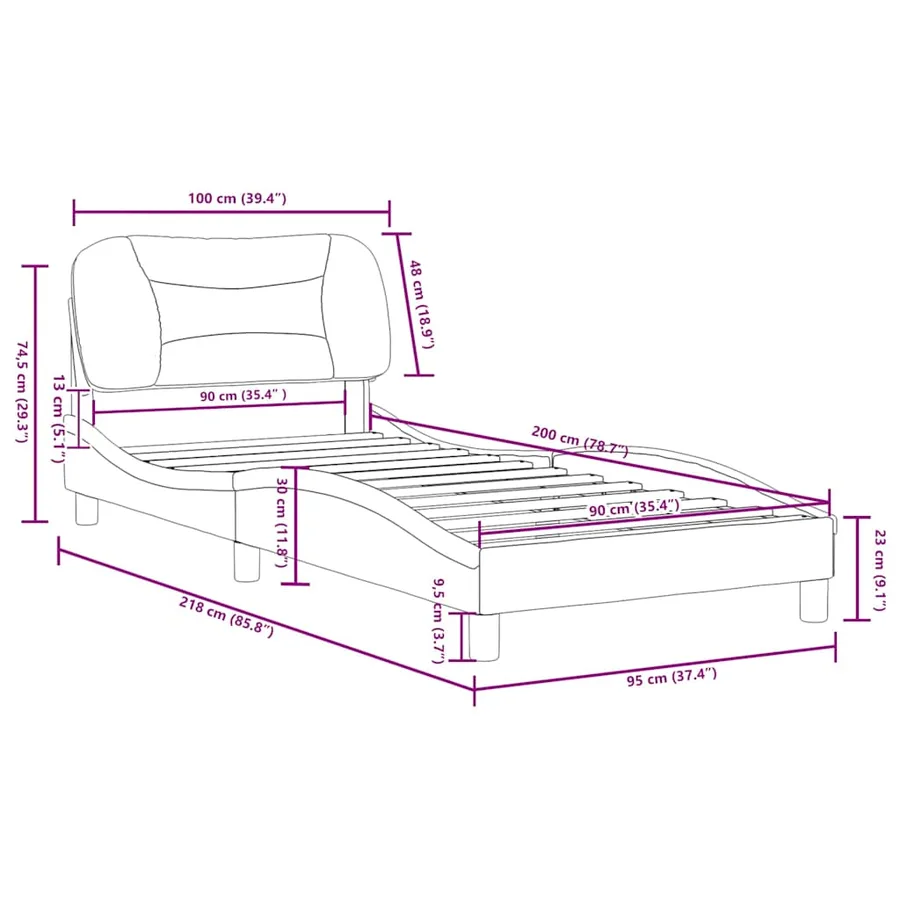 Cadre de lit sans matelas Hvar blanc 90x200 cm similicuir - 12