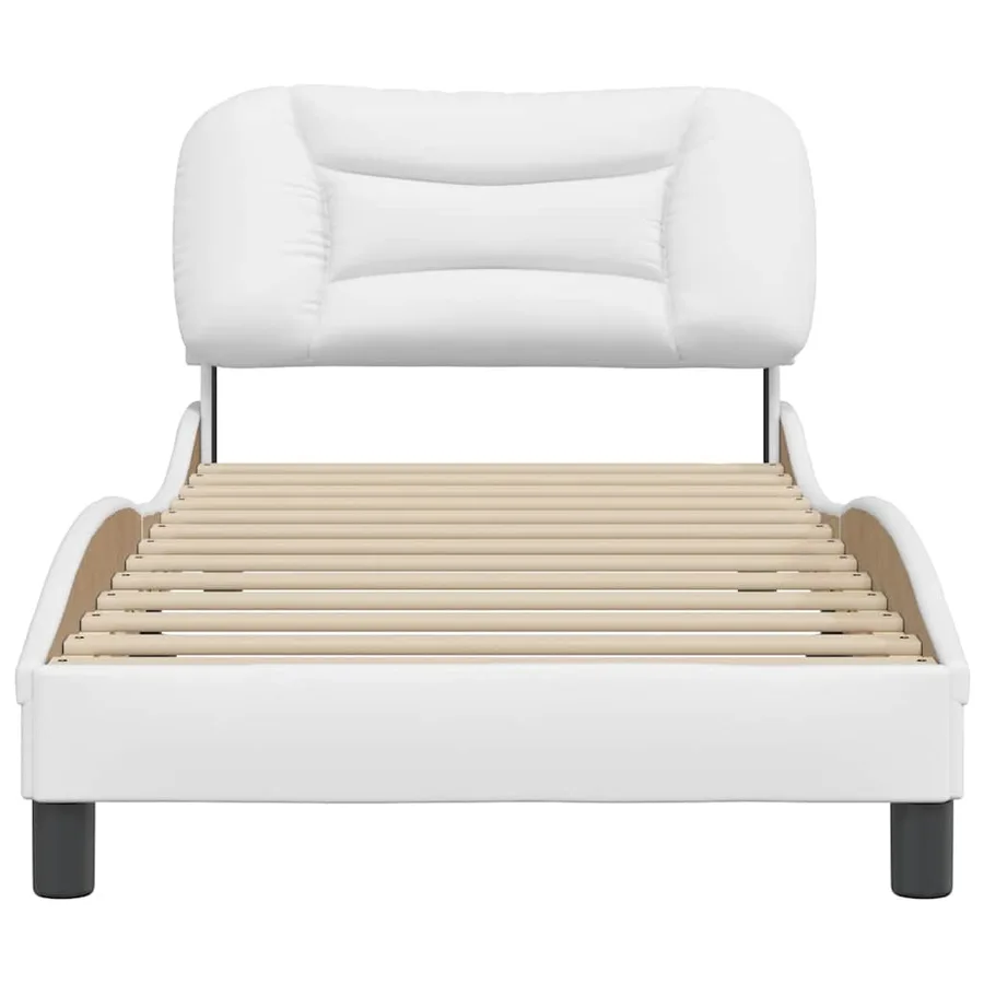 Cadre de lit sans matelas Hvar blanc 90x200 cm similicuir - 4