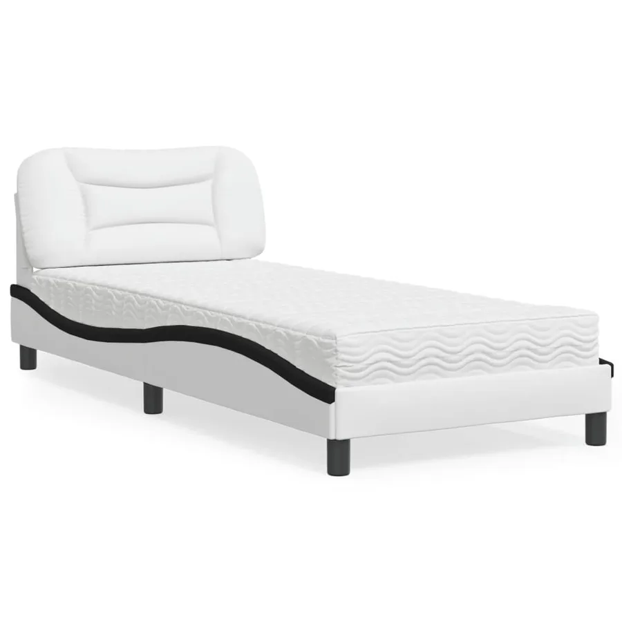 Lit avec matelas Hvar blanc et noir 90x200 cm similicuir - 2