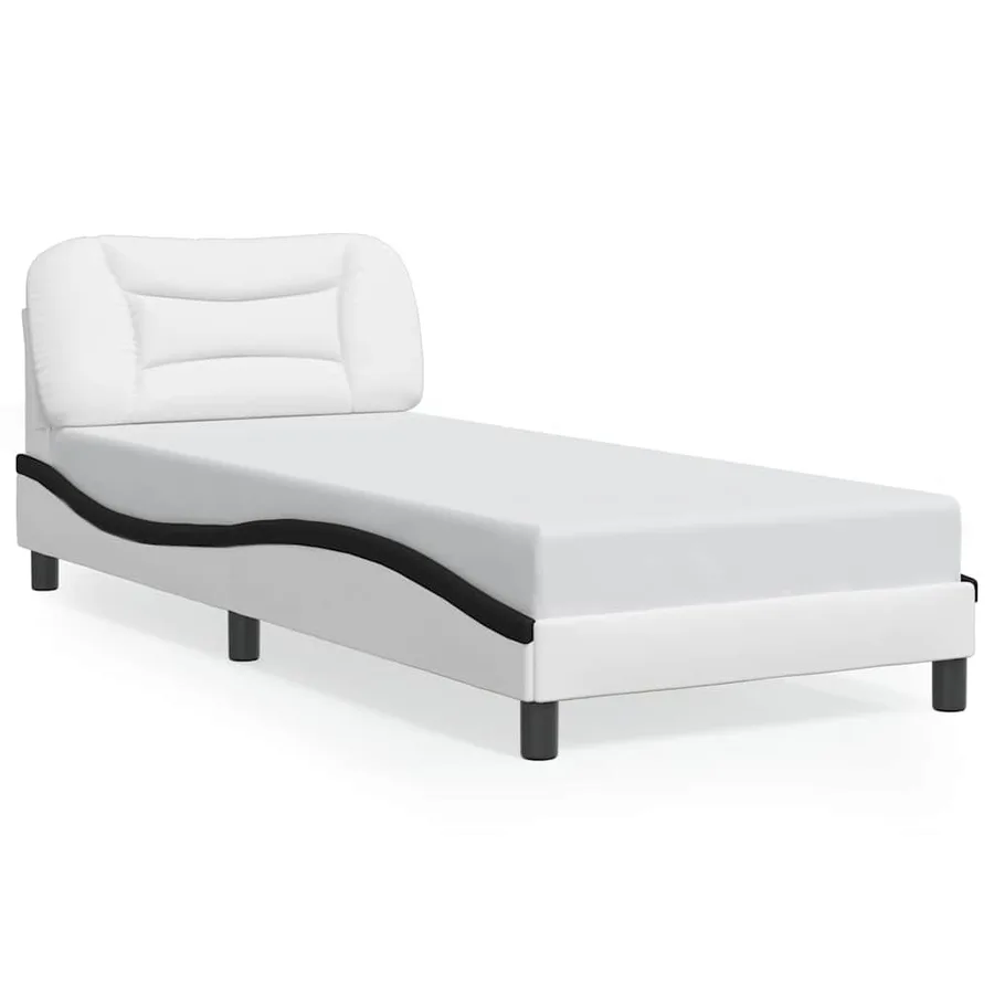 Cadre de lit sans matelas Hvar blanc et noir 90x200 cm similicuir - 2