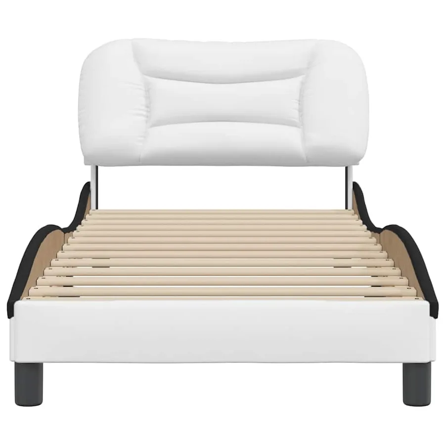 Cadre de lit sans matelas Hvar blanc et noir 90x200 cm similicuir - 4