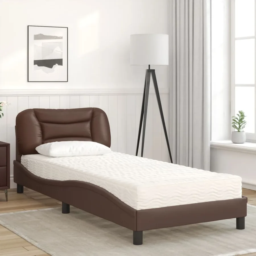 Lit avec matelas Hvar marron 90x200 cm similicuir - 3