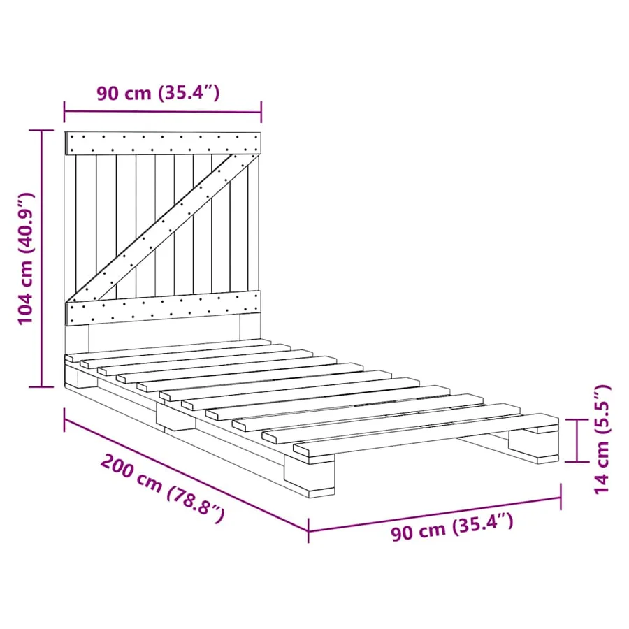 Cadre de lit sans matelas avec tête de lit 90x200 cm - 11