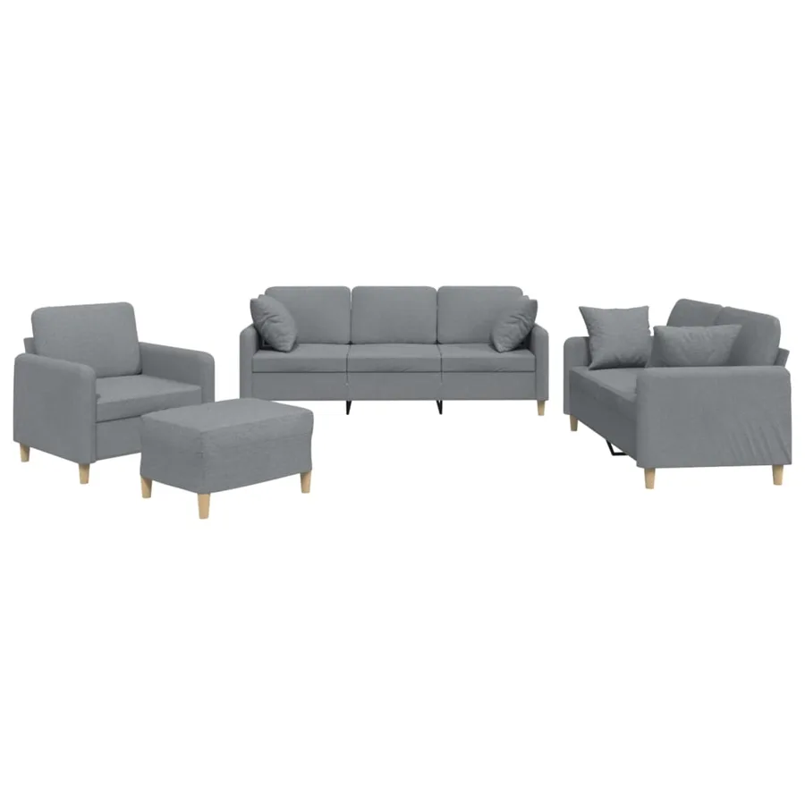 Ensemble de canapés 4 pcs coussins gris clair tissu - 2