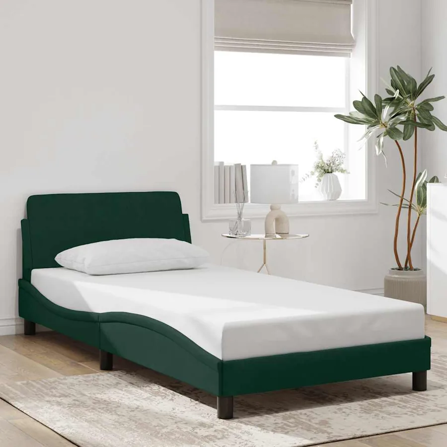 Cadre de lit Dover vert foncé 100x200 cm velours