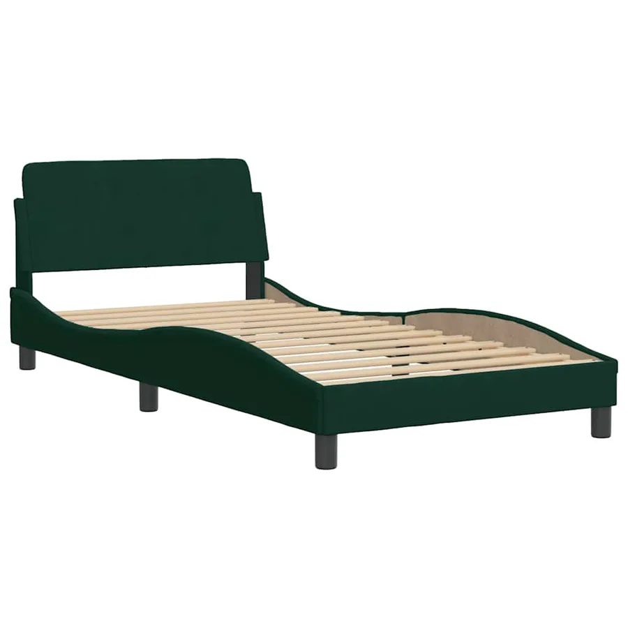 Cadre de lit Dover vert foncé 100x200 cm velours - 3