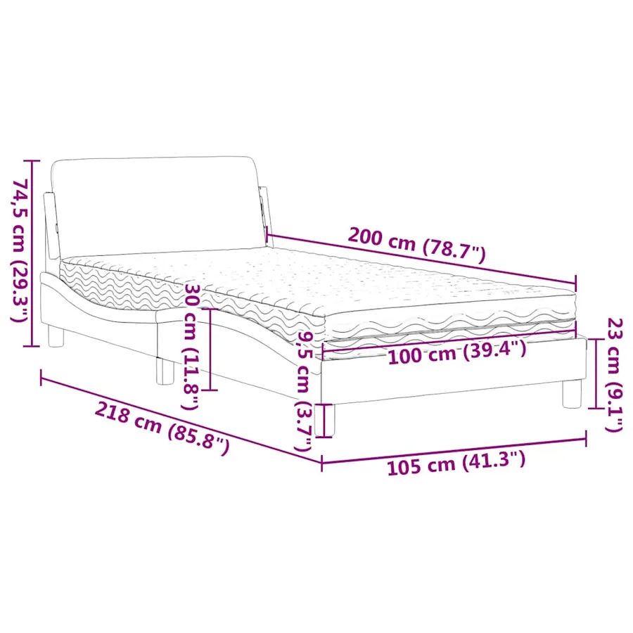 Lit avec matelas Dover vert foncé 100x200 cm velours - 9