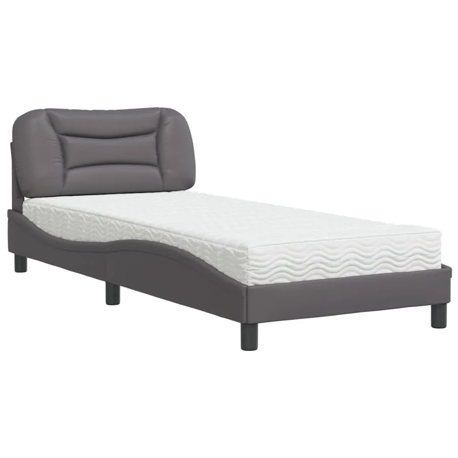 Lit avec matelas Hvar gris 80x200 cm similicuir - 2