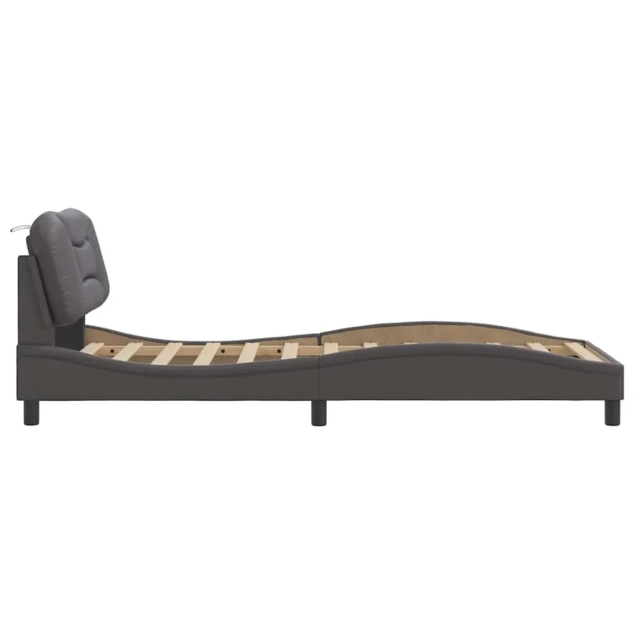 Cadre de lit sans matelas Hvar gris 80x200 cm similicuir - 7