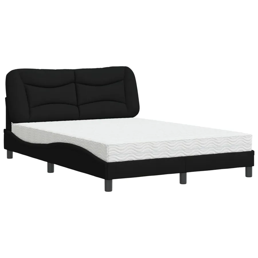 Lit avec matelas Hvar noir 140x200 cm tissu - 2