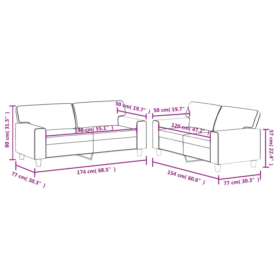 Ensemble de canapés 2 pcs gris similicuir - 7
