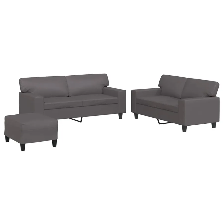 Ensemble de canapés 3 pcs gris similicuir - 2