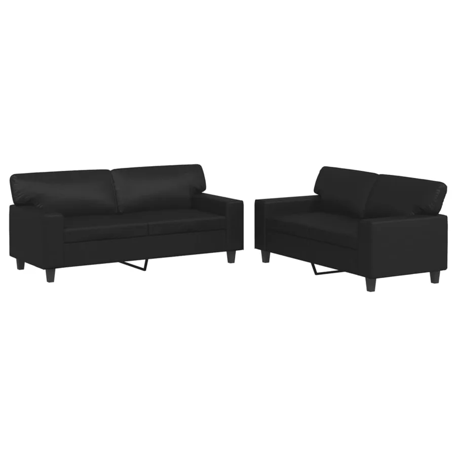 Ensemble de canapés 2 pcs noir similicuir - 2