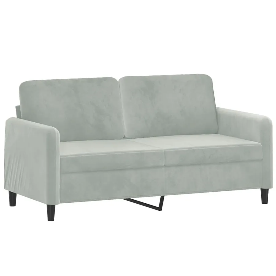 Canapé 2 places avec oreillers gris clair 140 cm velours - 4
