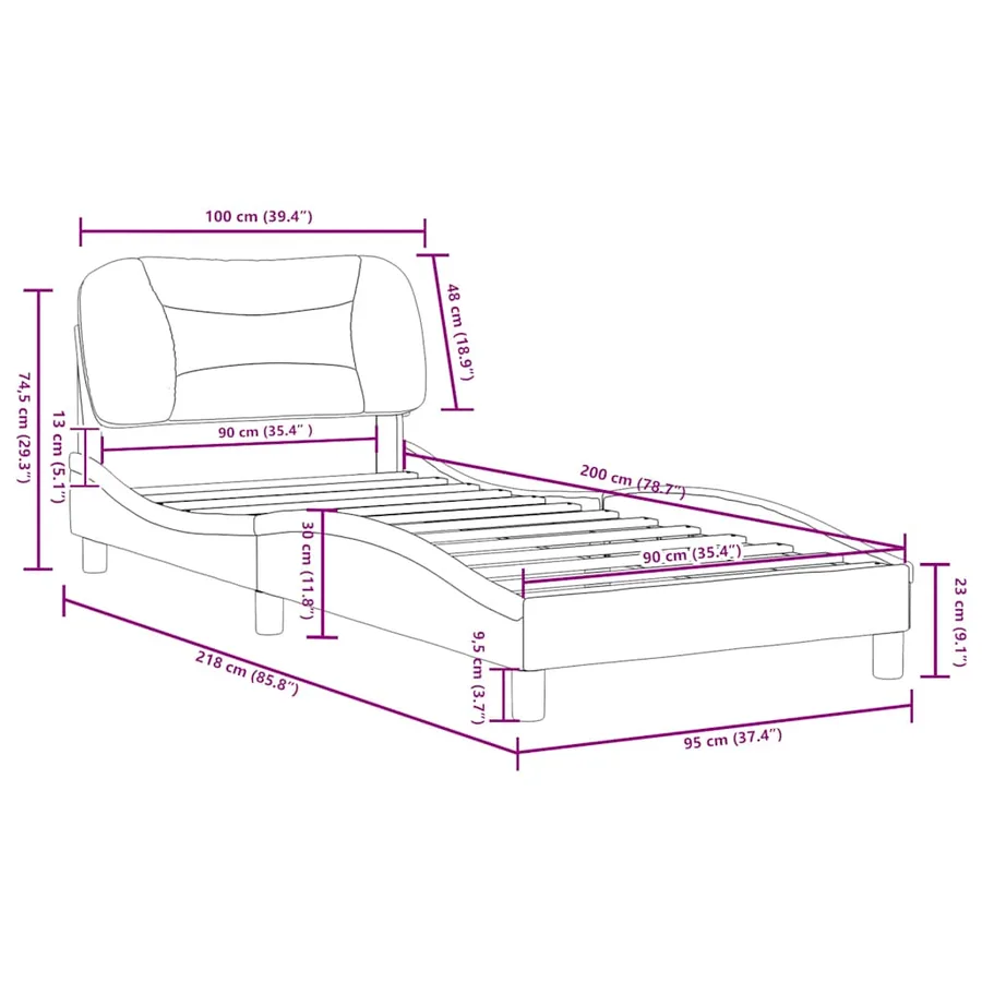 Cadre de lit sans matelas Hvar taupe 90x200 cm tissu - 12
