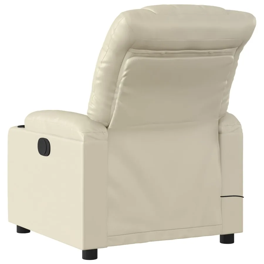 Fauteuil de massage inclinable crème similicuir - 4