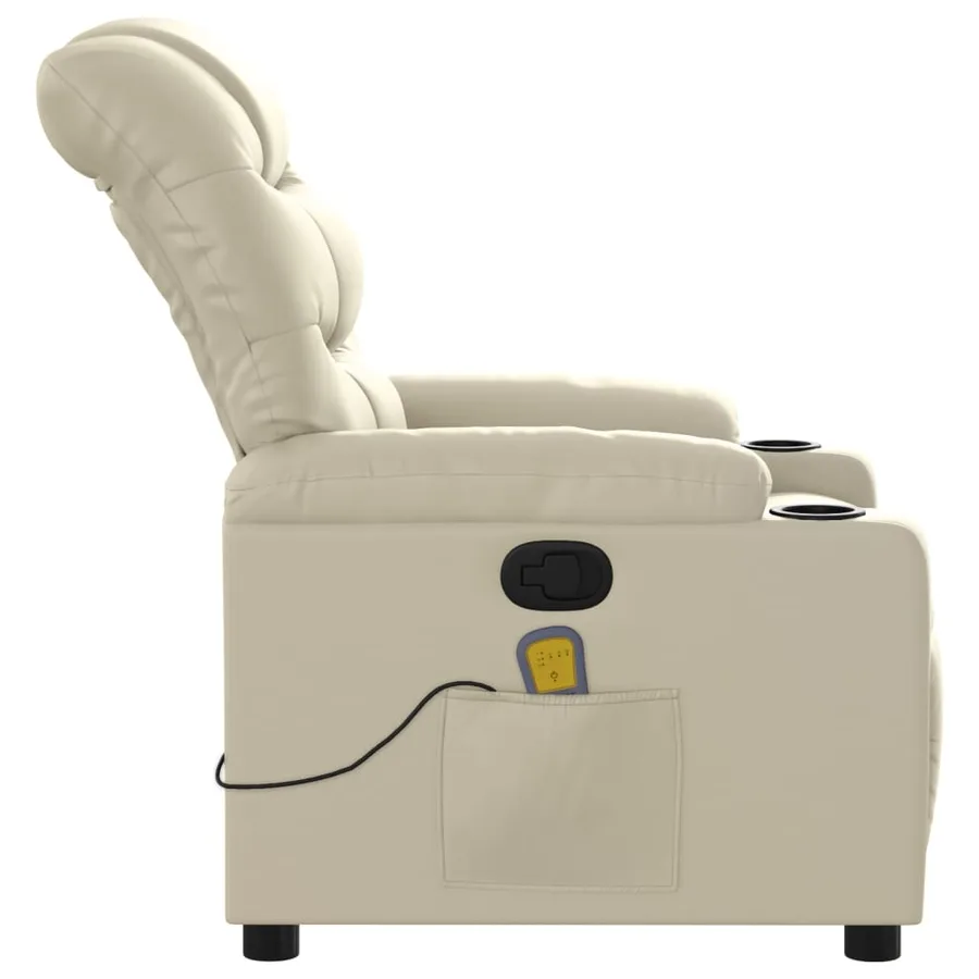 Fauteuil de massage inclinable crème similicuir - 8