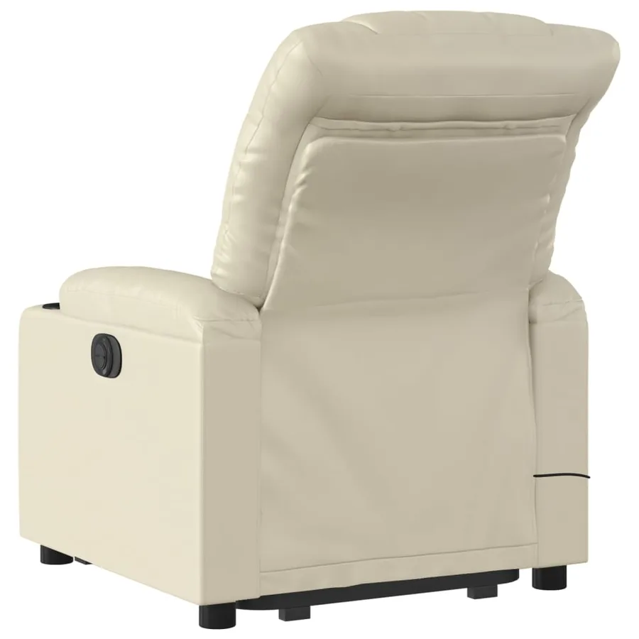Fauteuil inclinable de massage électrique crème similicuir - 5