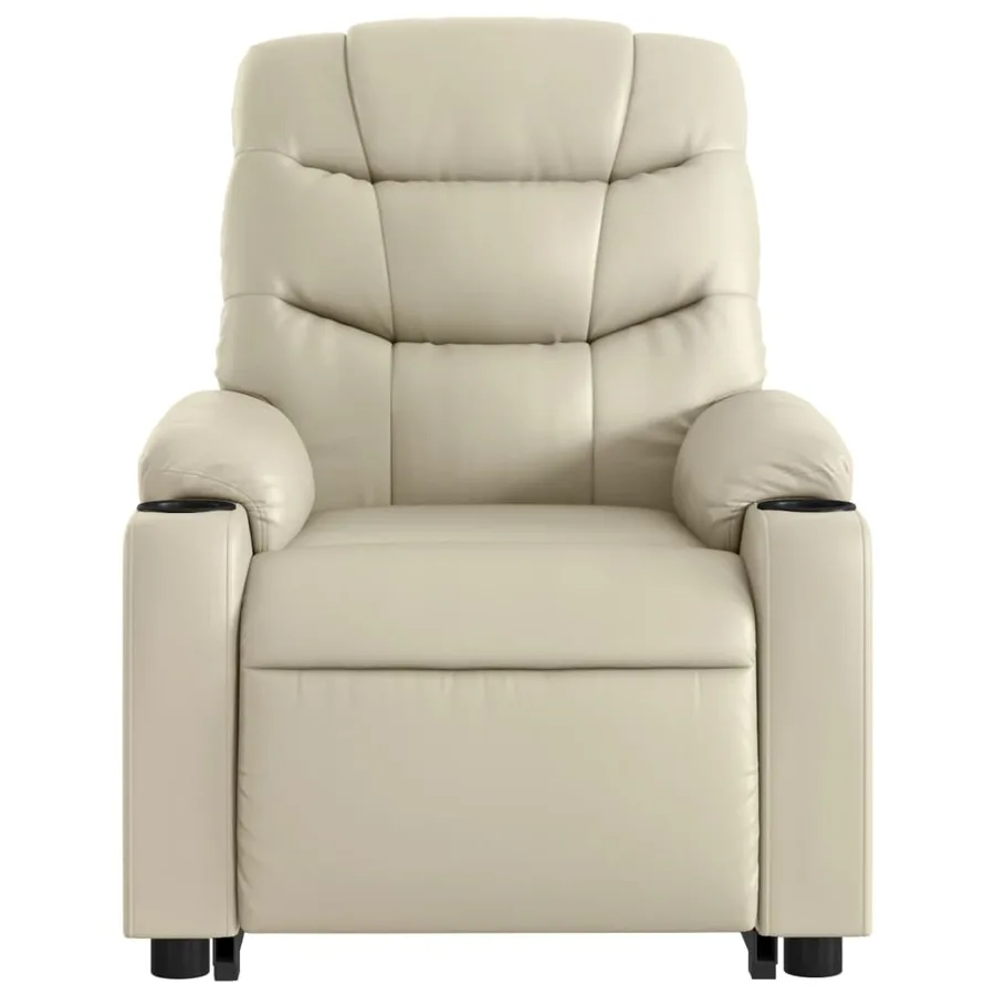 Fauteuil inclinable de massage électrique crème similicuir - 9