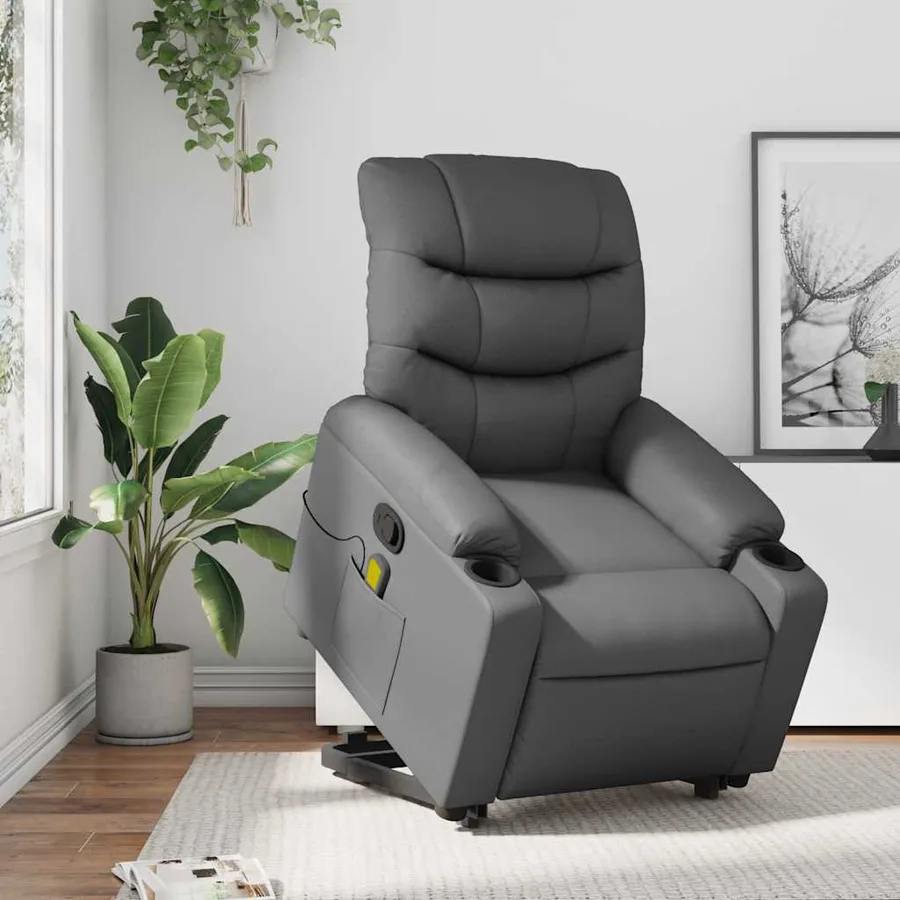 Fauteuil inclinable de massage Gris Similicuir - 15